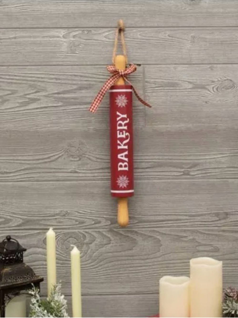 Red Bakery Rolling Pin Wood Wall Decor Bakery Red Hanging Rolling Pin Wall Decor